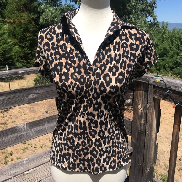 Express Leopard Top-Short Sleeves-Medium - Picture 2 of 8